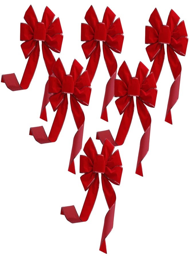 GiftWrap Etc. Red Velvet Decorative Wreath Bows - 10" Wide, Set of 6, Valentine's Day, V-Day, Front Door Decor, Gate, Fence, Retail Display, Gift Basket, Swag, Garland Accessories, Christmas - Image 1